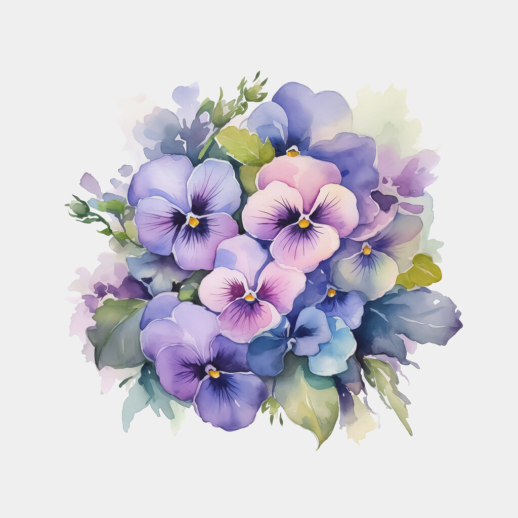 A bouquet of purple and blue flowers