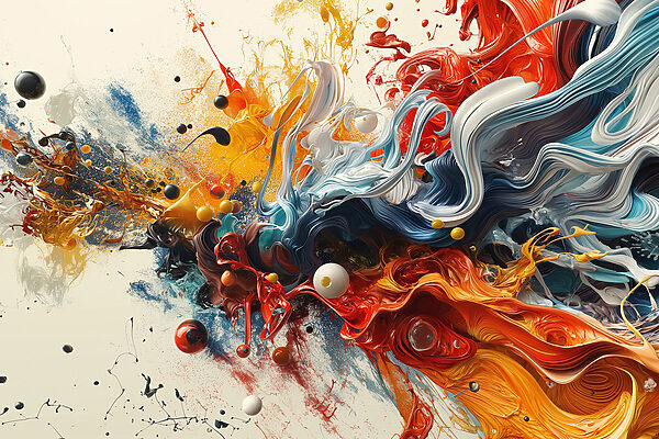 A colorful paint splashing