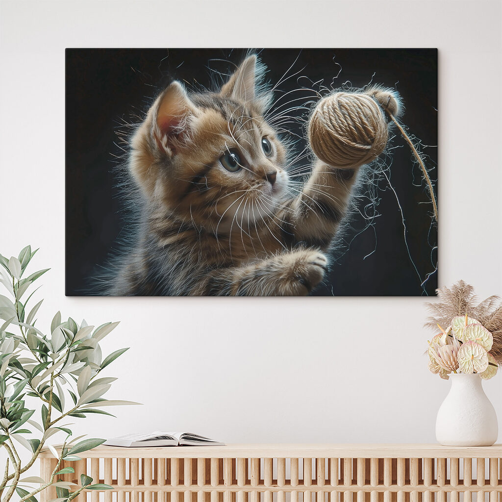 A cat playing with a ball of yarn A cat playing with a ball of yarn