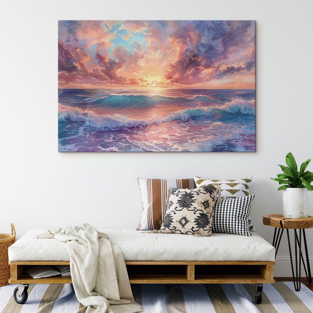 A sunset over the ocean