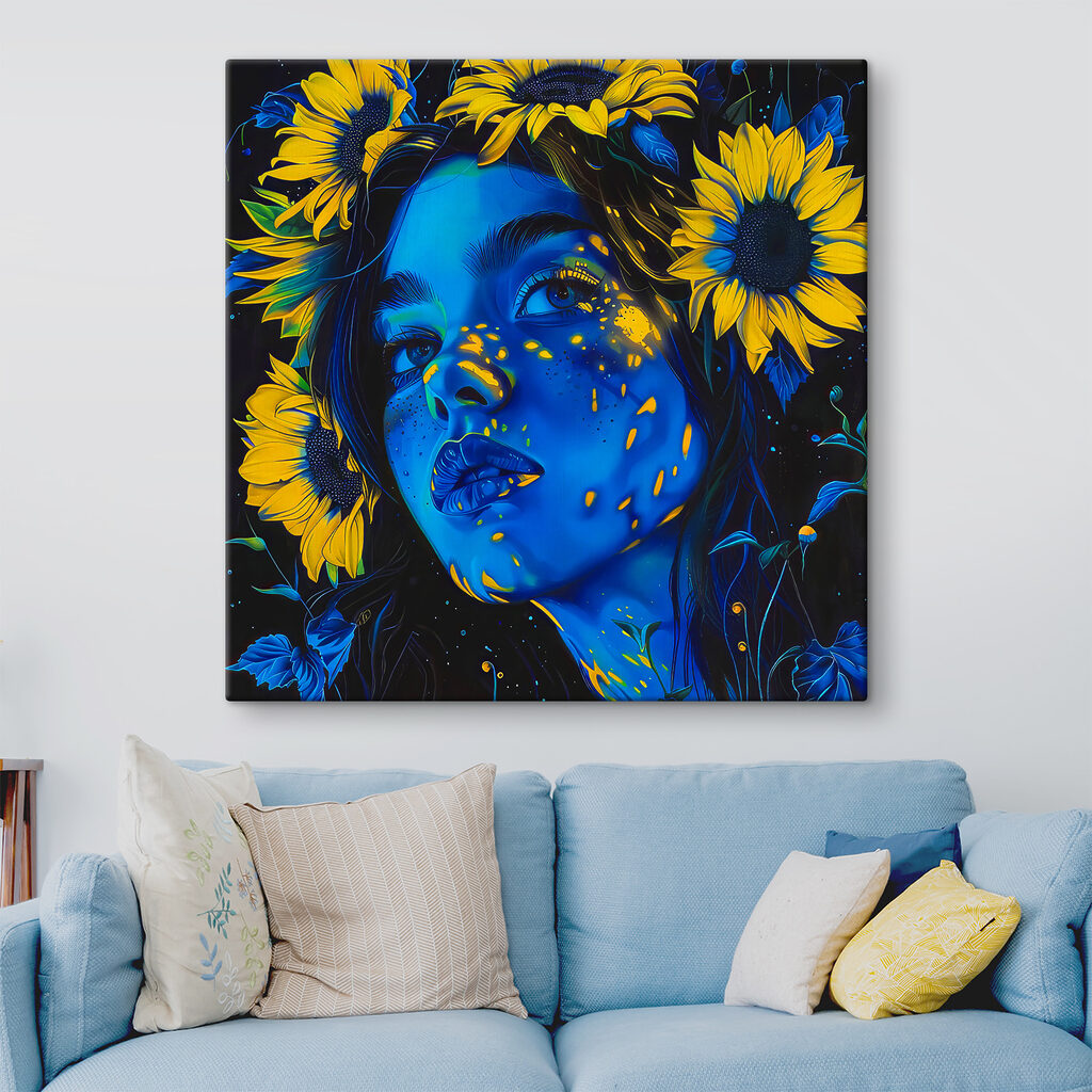 A woman with sunflowers in her hair A woman with sunflowers in her hair