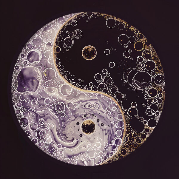 Symbol yin yang z bąbelkami Symbol yin yang z bąbelkami