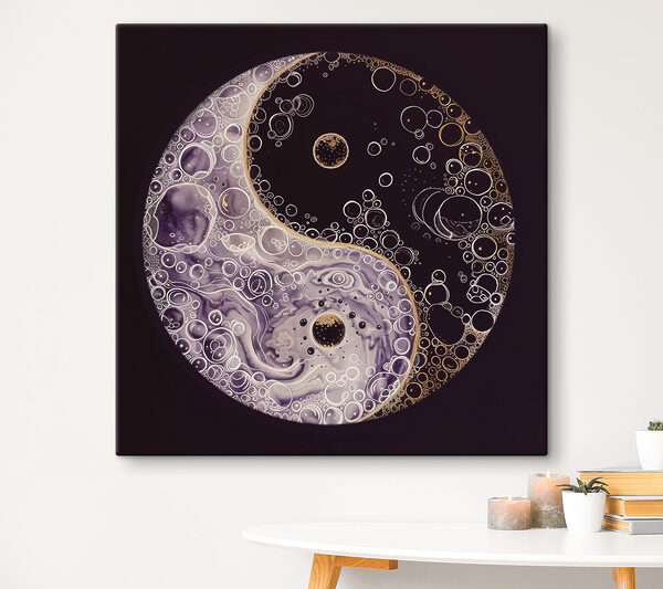 Symbol yin yang z bąbelkami Symbol yin yang z bąbelkami