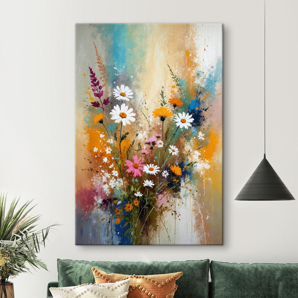 A painting of flowers and leaves A painting of flowers and leaves