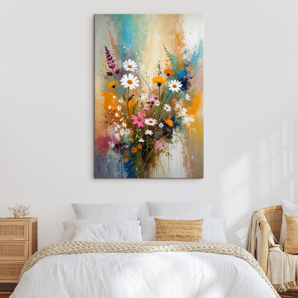 A painting of flowers and leaves A painting of flowers and leaves