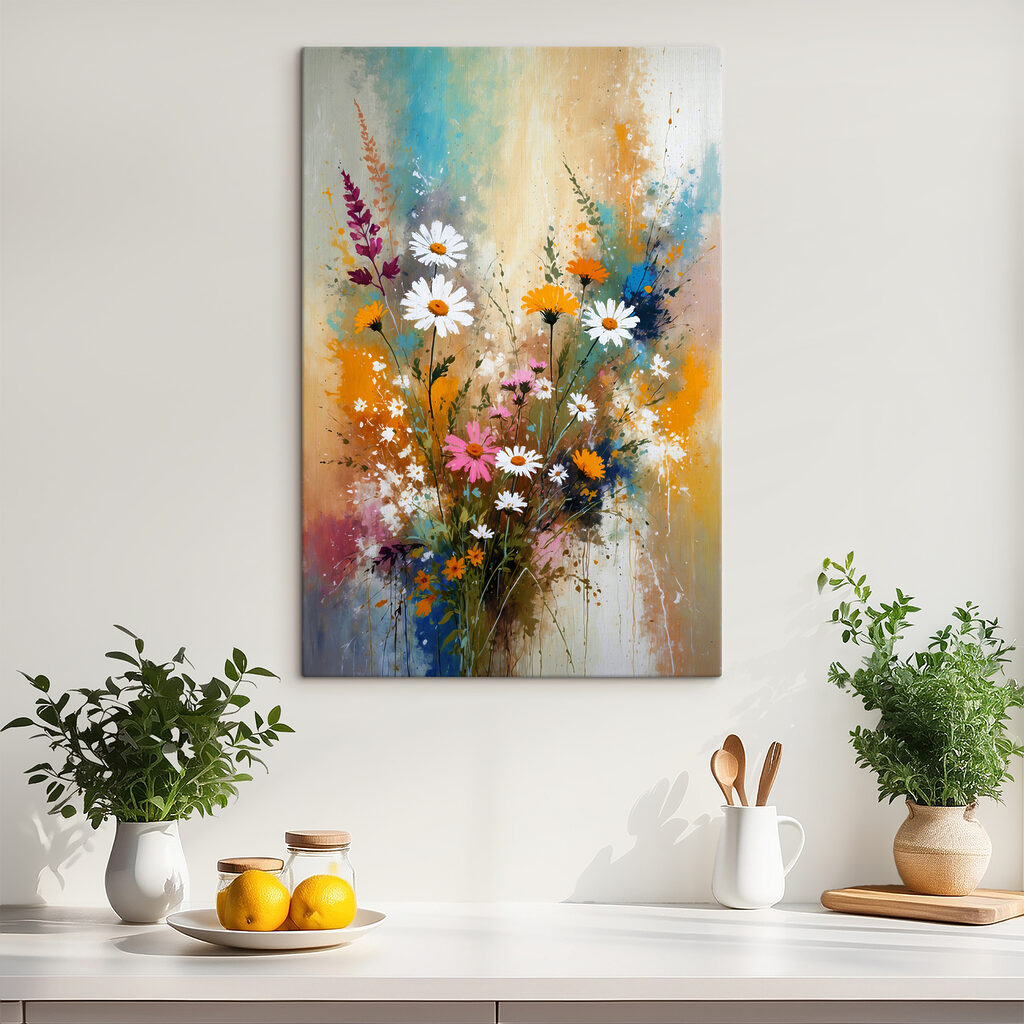 A painting of flowers and leaves A painting of flowers and leaves