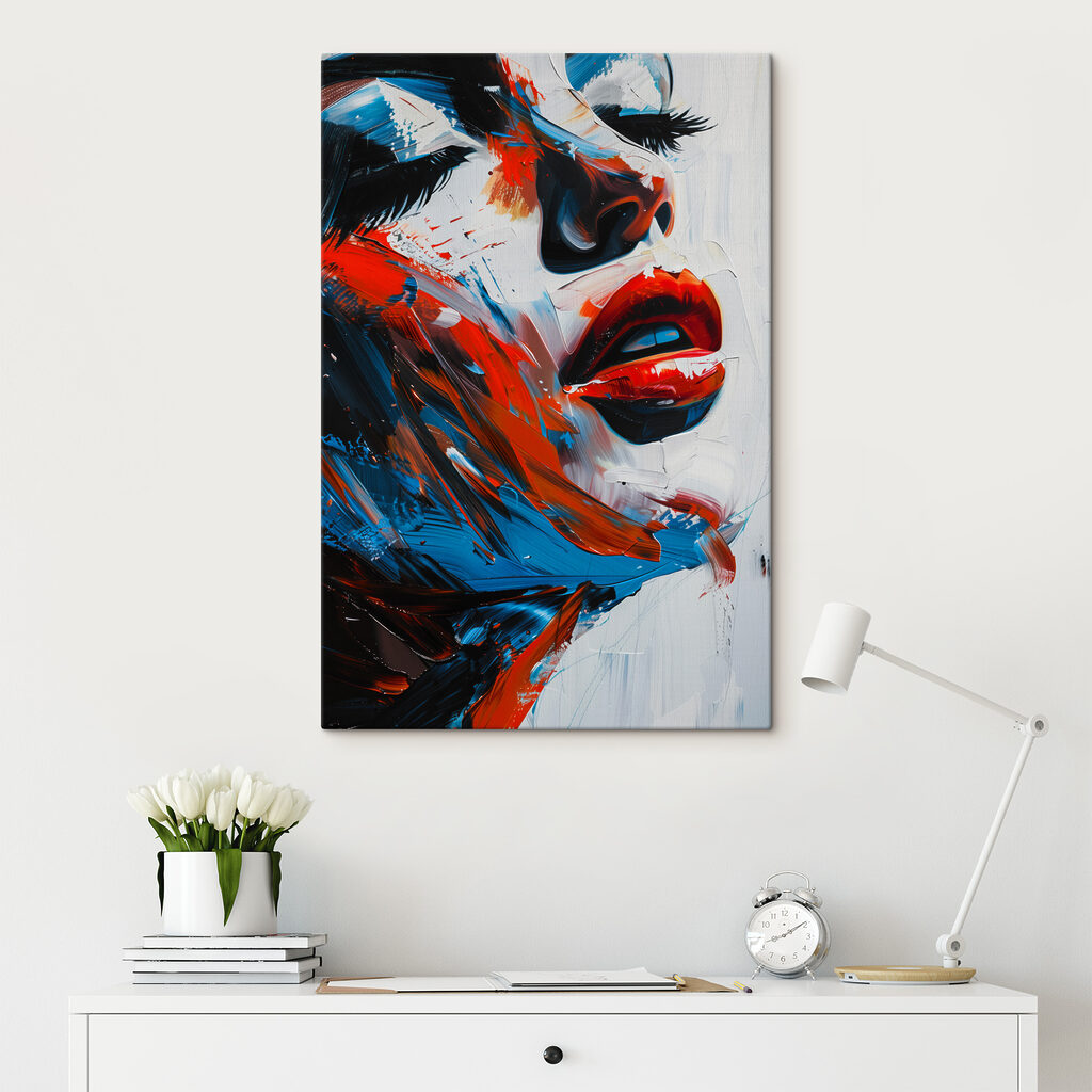 A painting of a woman's face