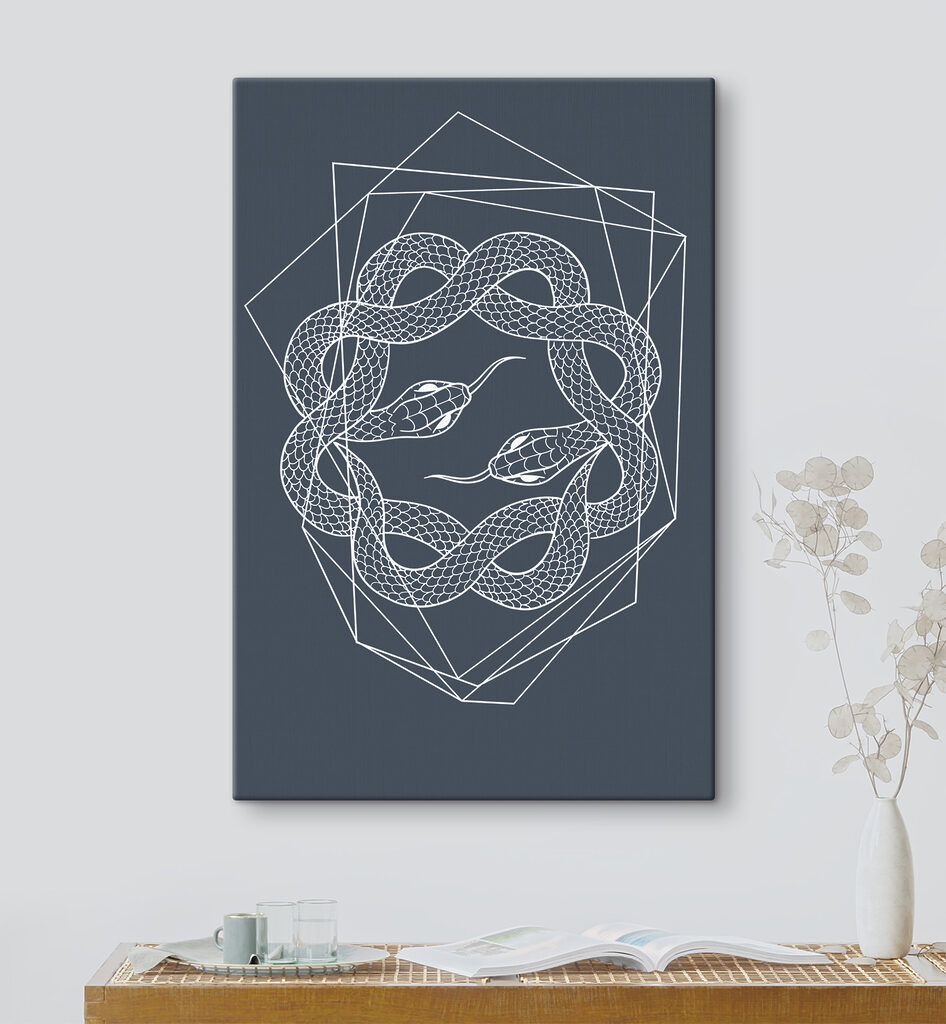 A white snake in a circle