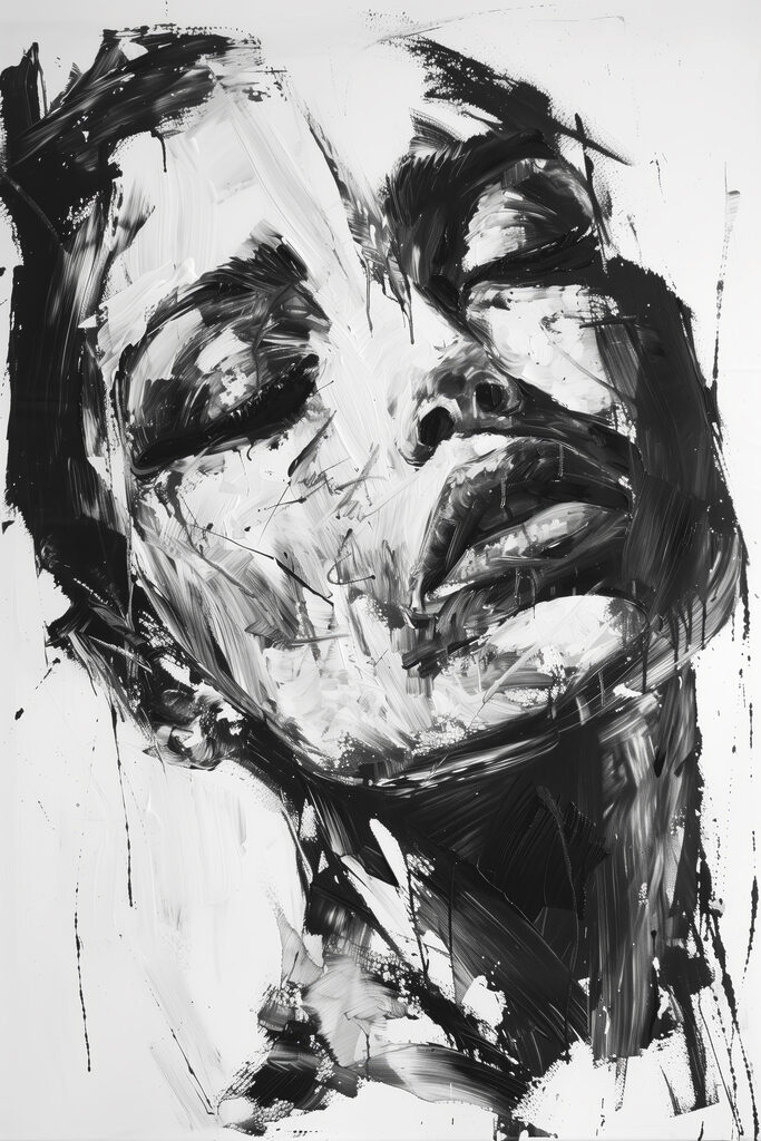 A painting of a woman's face