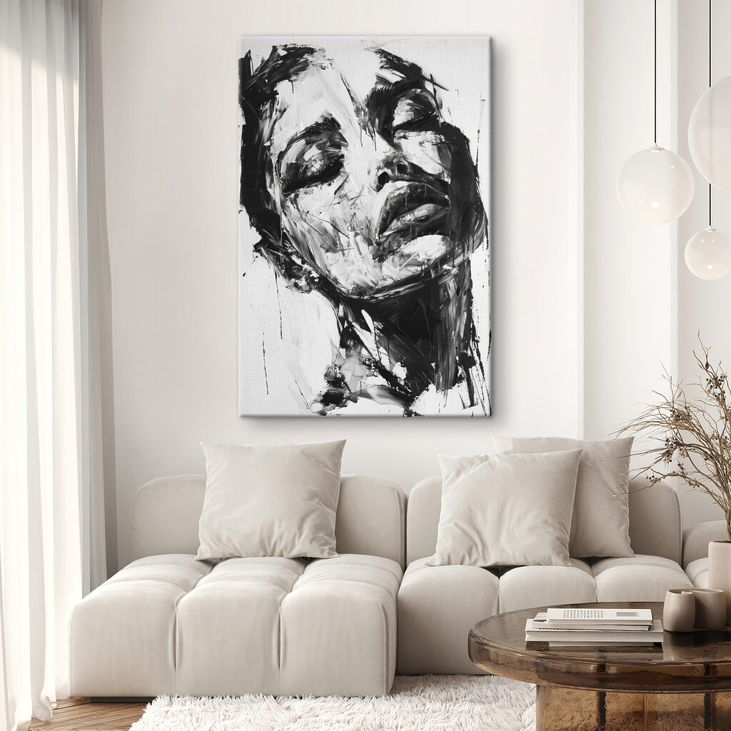 A painting of a woman's face