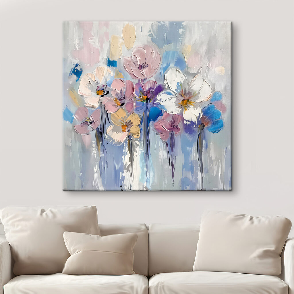 A painting of flowers on a white background