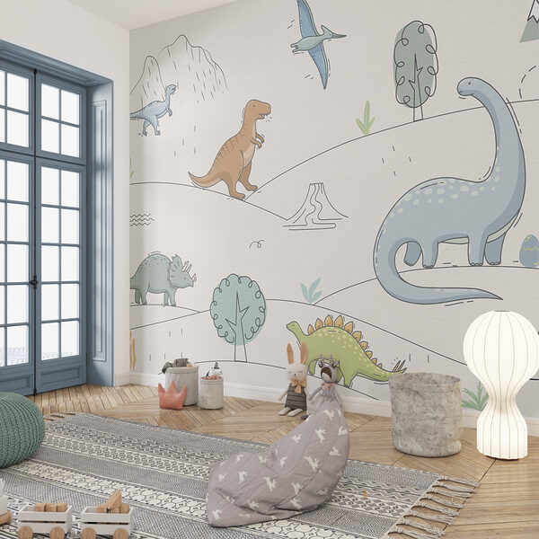 Rysunek dinozaurów i gór Rysunek dinozaurów i gór