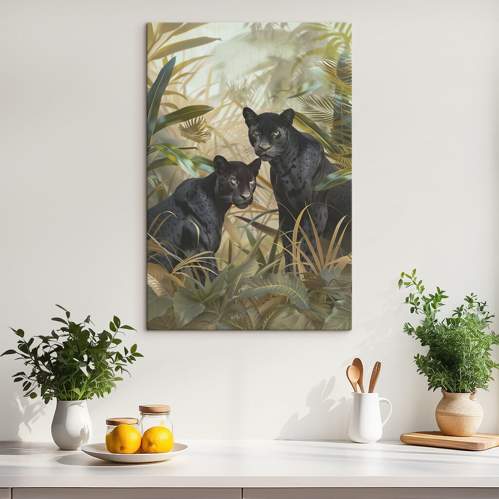 Two black tigers in the jungle