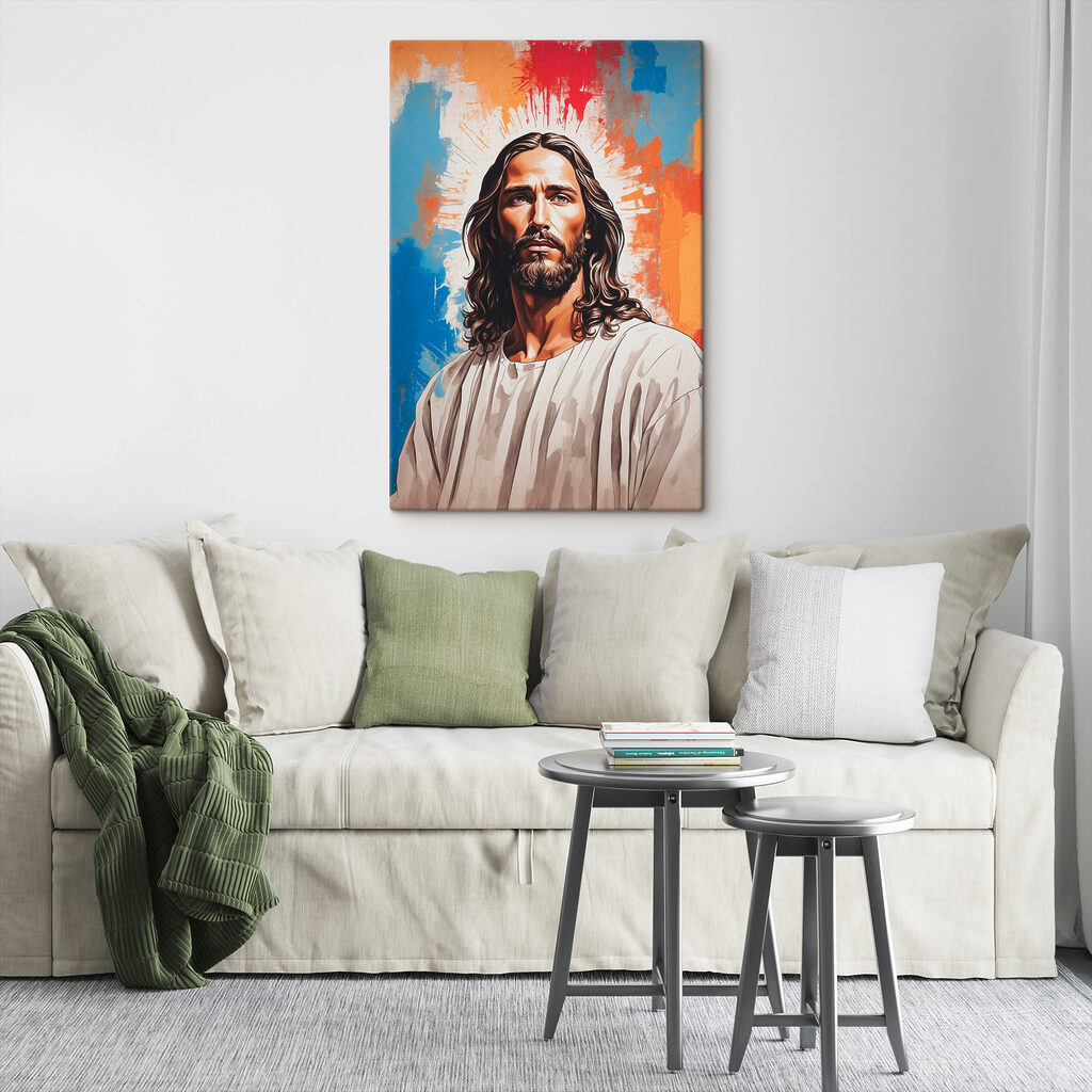 A painting of a man with long hair