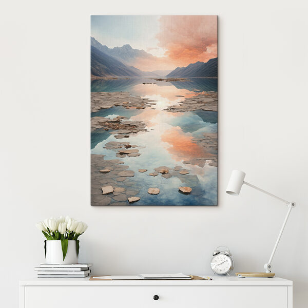 A lake with rocky mountains and clouds A lake with rocky mountains and clouds