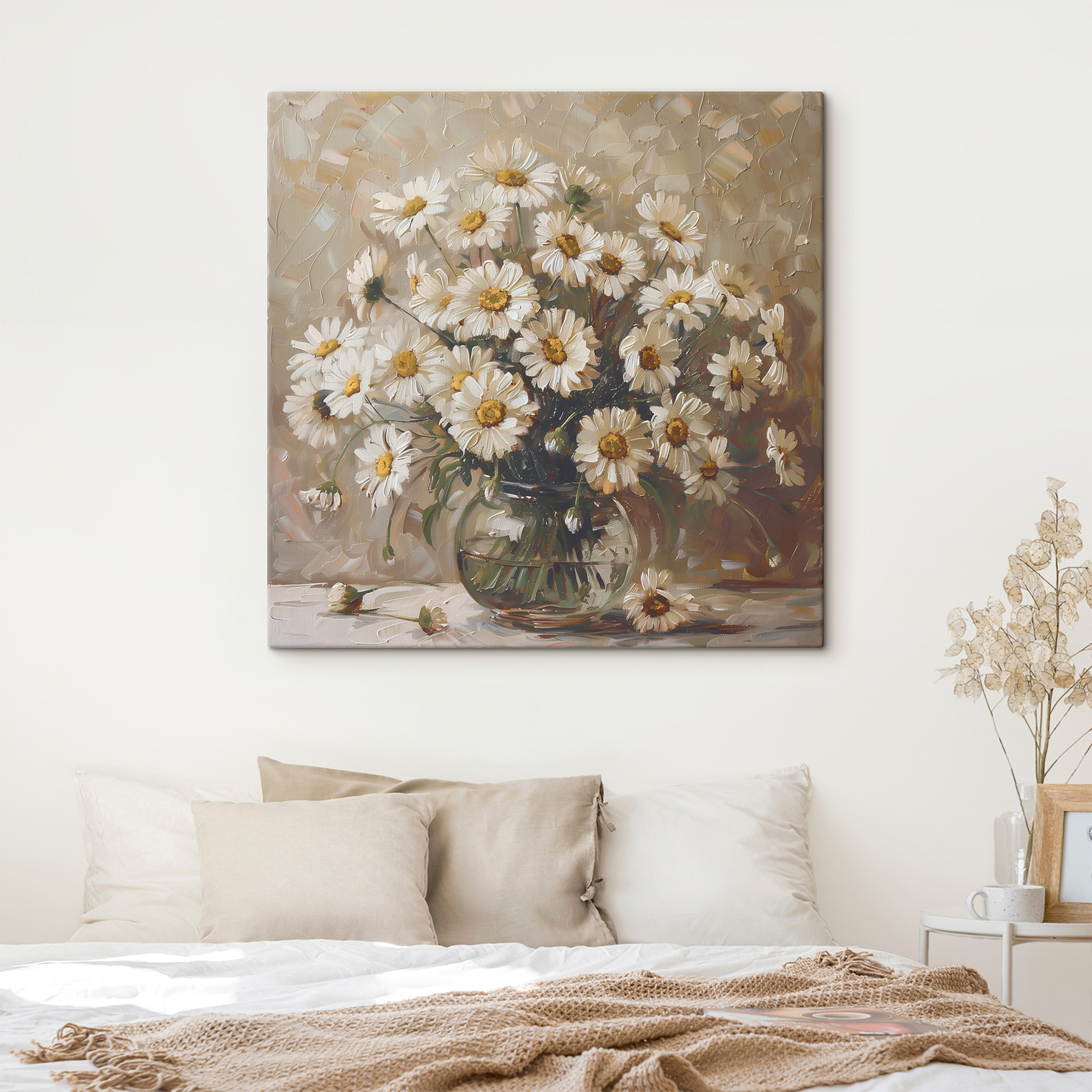 A painting of a vase of flowers A painting of a vase of flowers