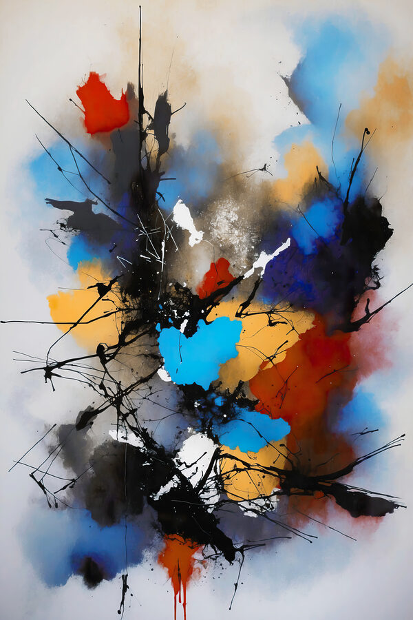 A painting of colorful paint splatters A painting of colorful paint splatters