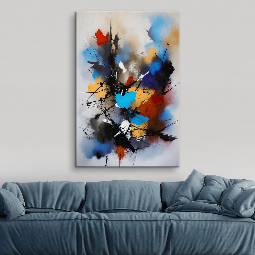 A painting of colorful paint splatters A painting of colorful paint splatters