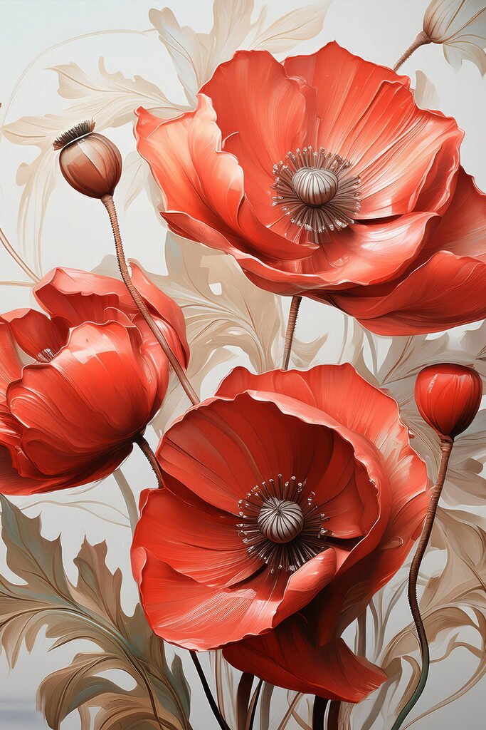 Vibrant red poppies in full bloom Vibrant red poppies in full bloom