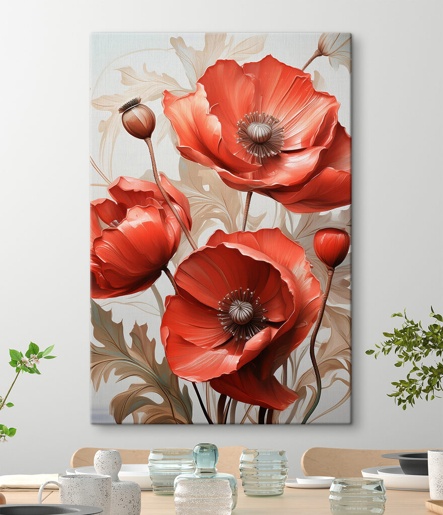 Vibrant red poppies in full bloom Vibrant red poppies in full bloom
