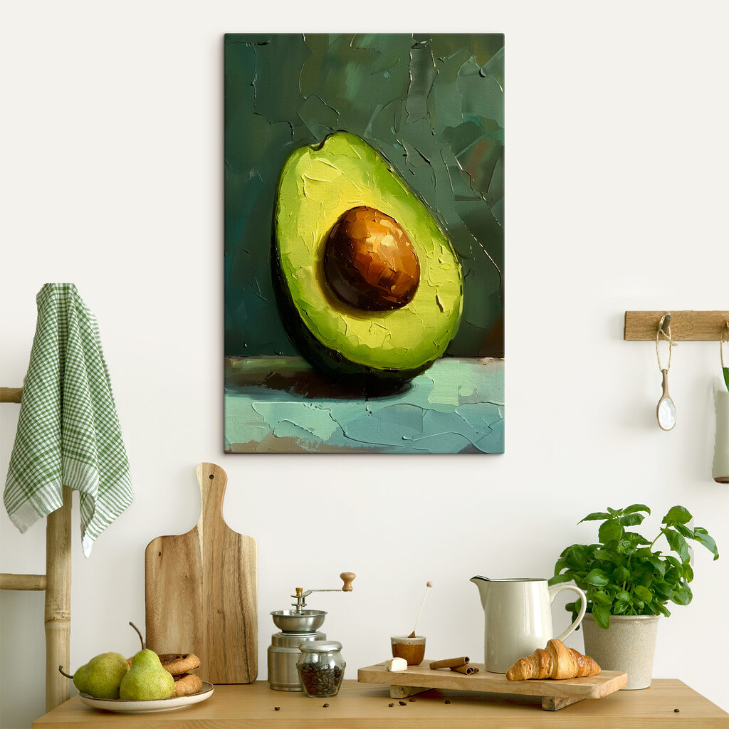 A painting of an avocado A painting of an avocado