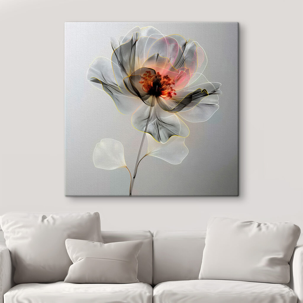 A transparent flower with a leaf