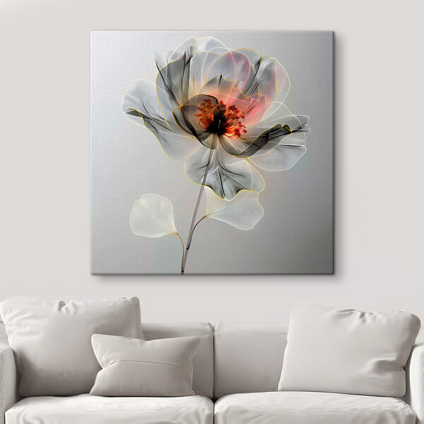 A transparent flower with a leaf