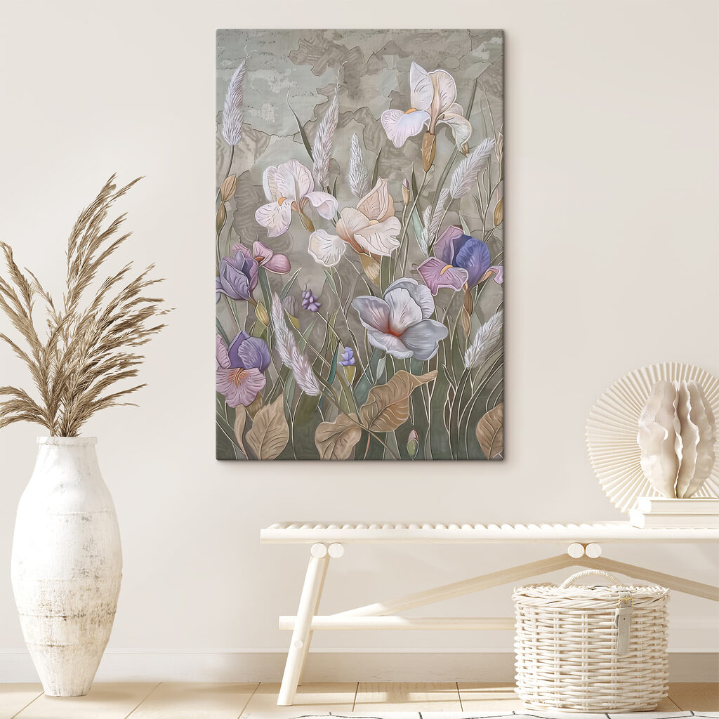 A painting of flowers and grass A painting of flowers and grass