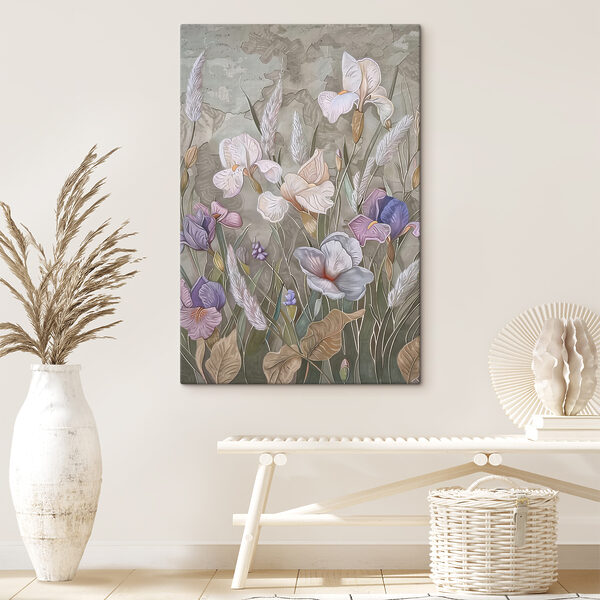 A painting of flowers and grass A painting of flowers and grass