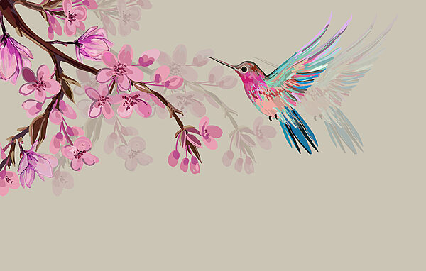 w00693v1p 600x382 - Ptak lecący obok gałęzi kwiatów - tegory