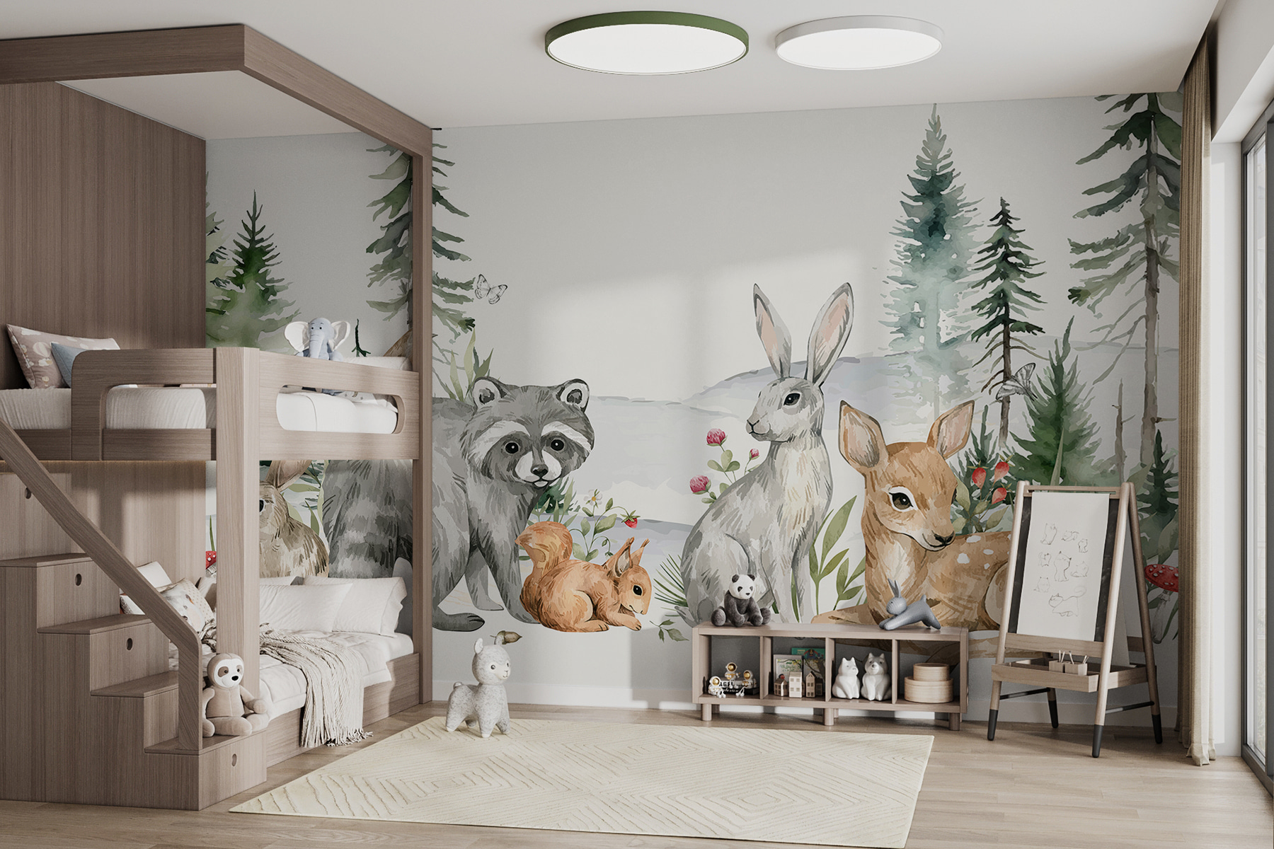 A group of animals in a forest