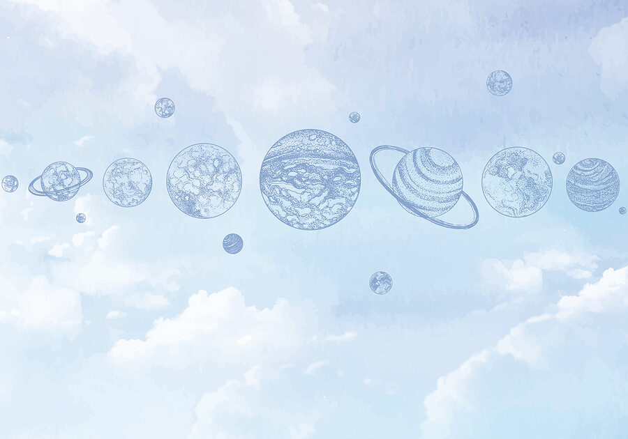 Linia planet na niebie