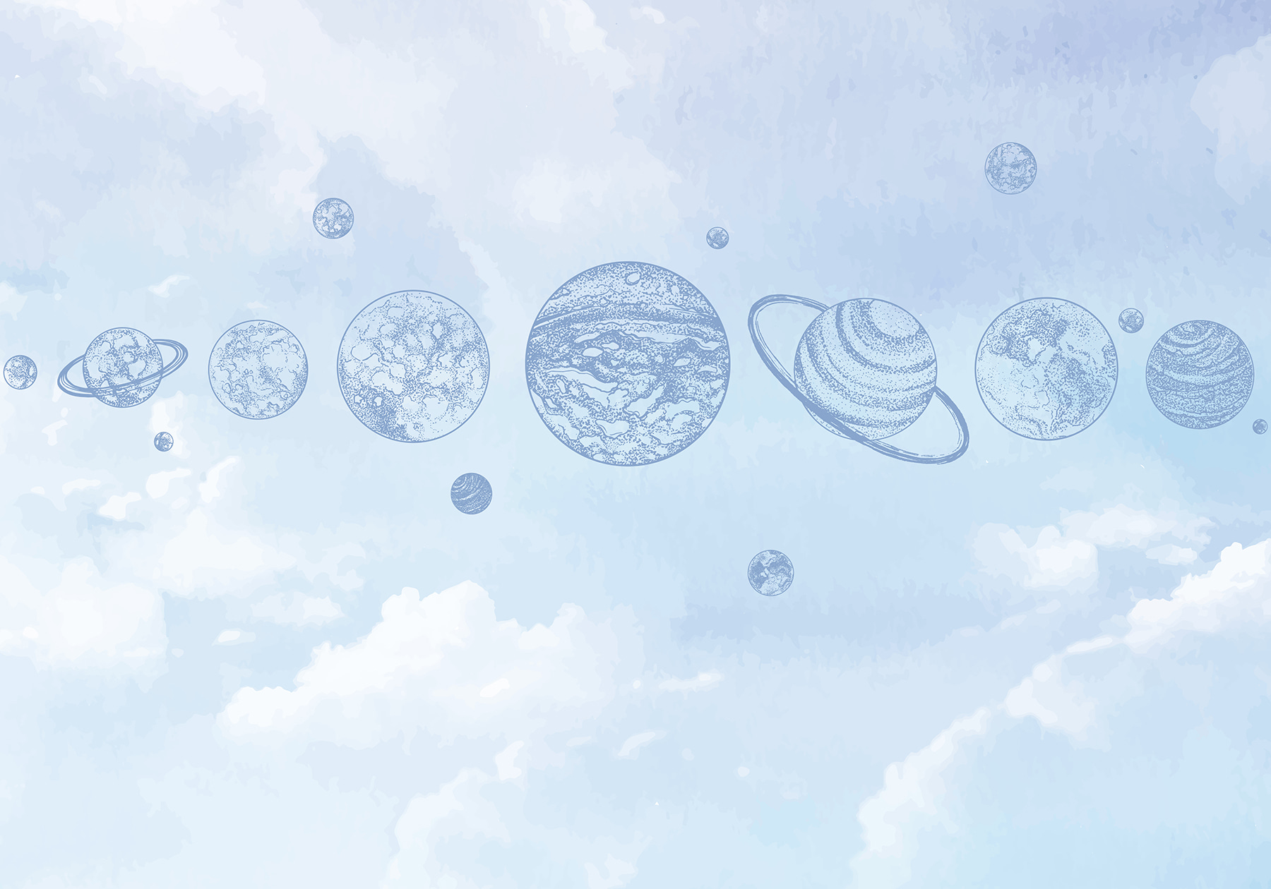 A line of planets in the sky