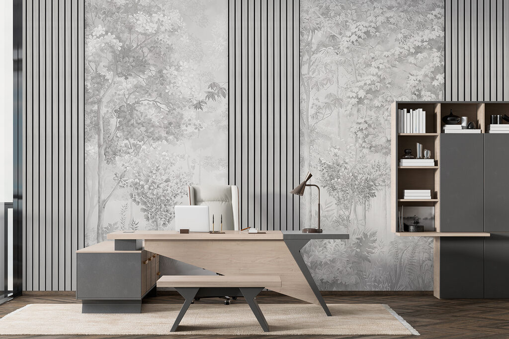 A wall with a tall vertical line