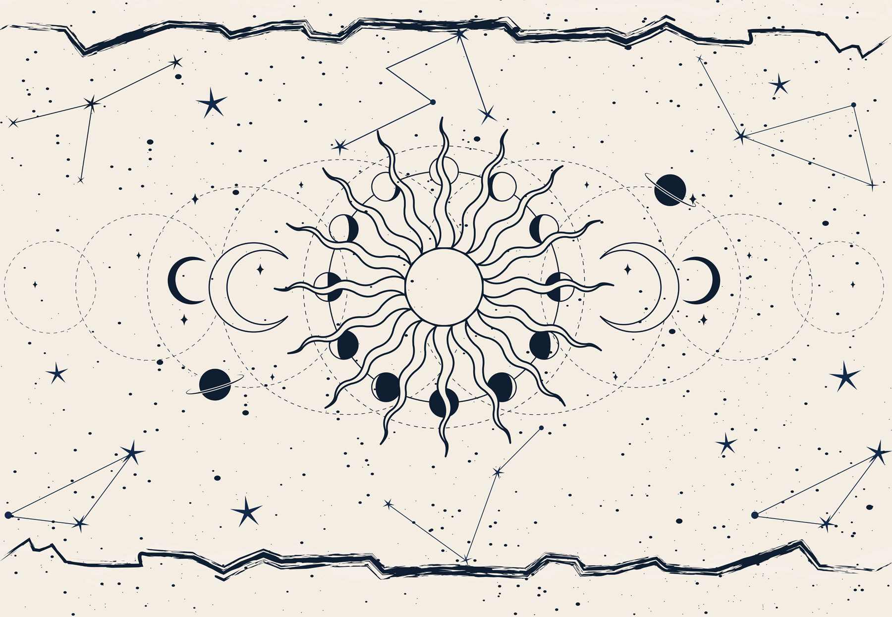 A drawing of the sun and the moon A drawing of the sun and the moon