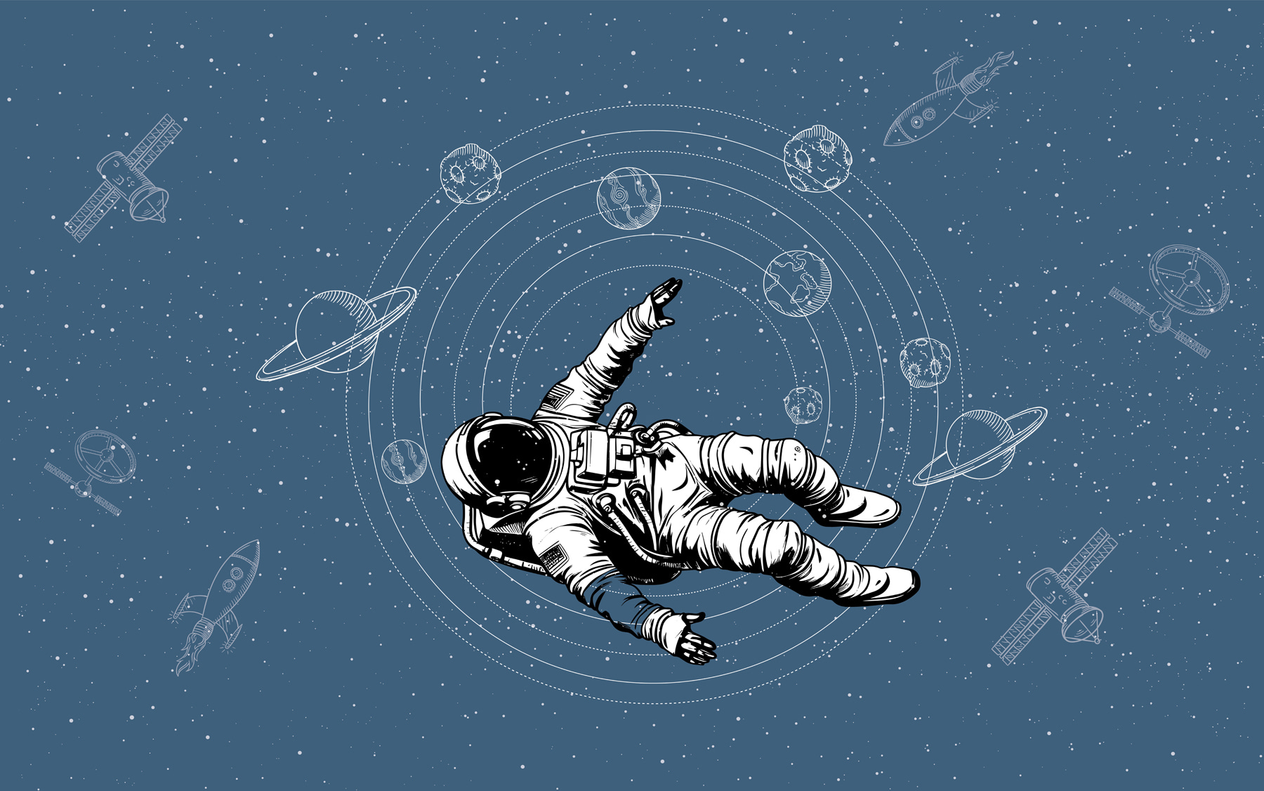 An astronaut floating in space