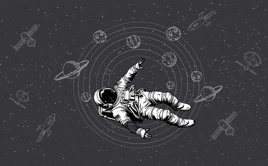 Astronauta unoszący się w przestrzeni kosmicznej