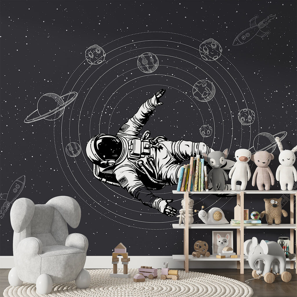 An astronaut floating in space