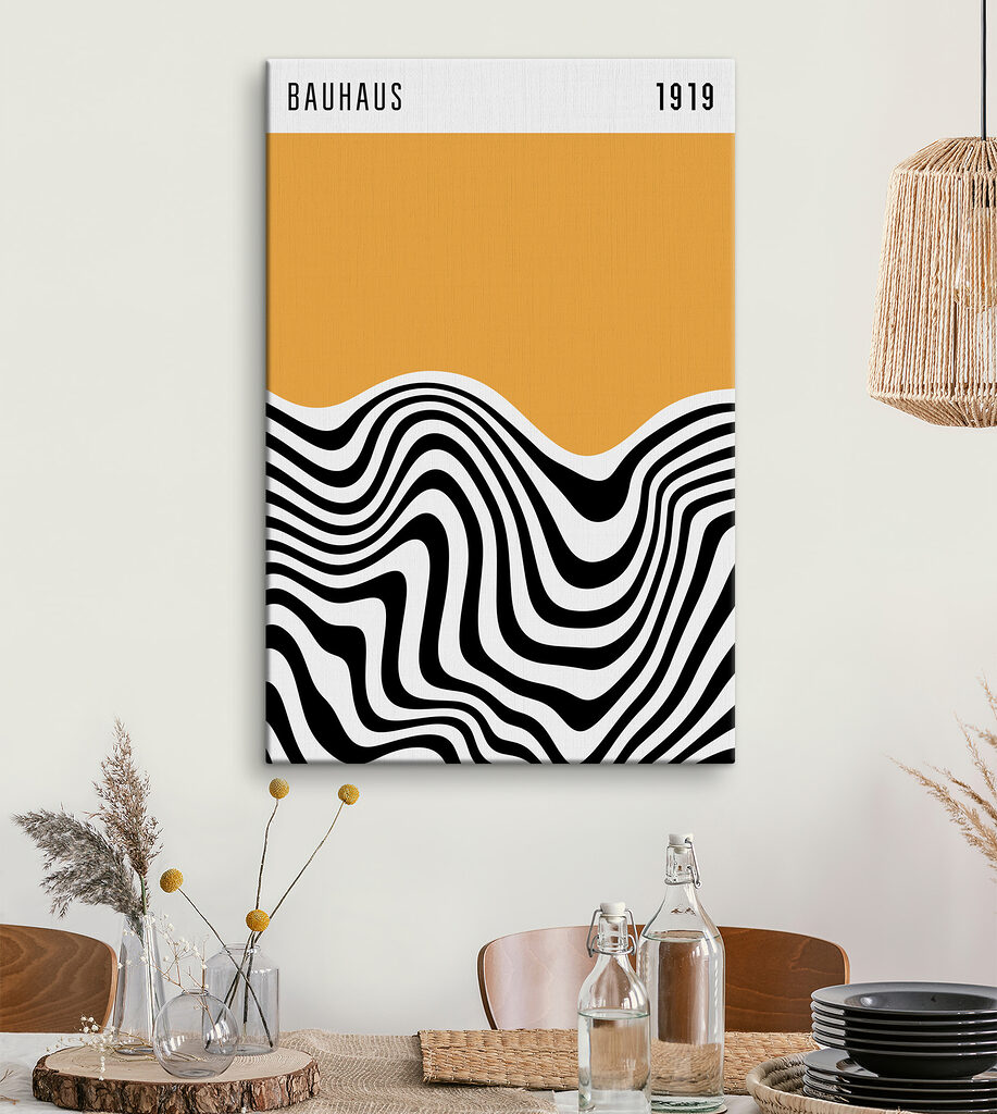 A black and white waves