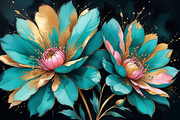 Vibrant blooms against a dark backdrop