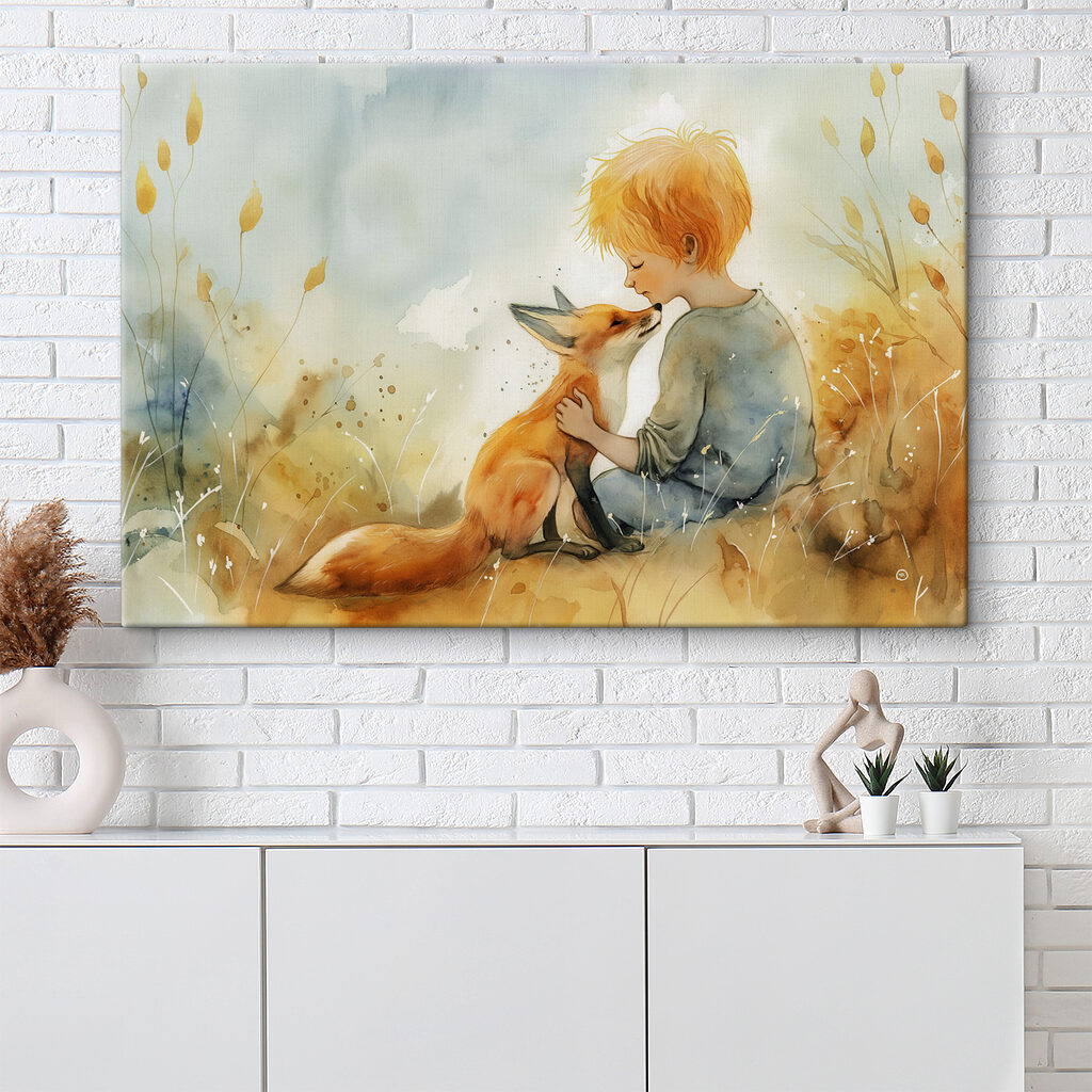 A child hugging a fox A child hugging a fox