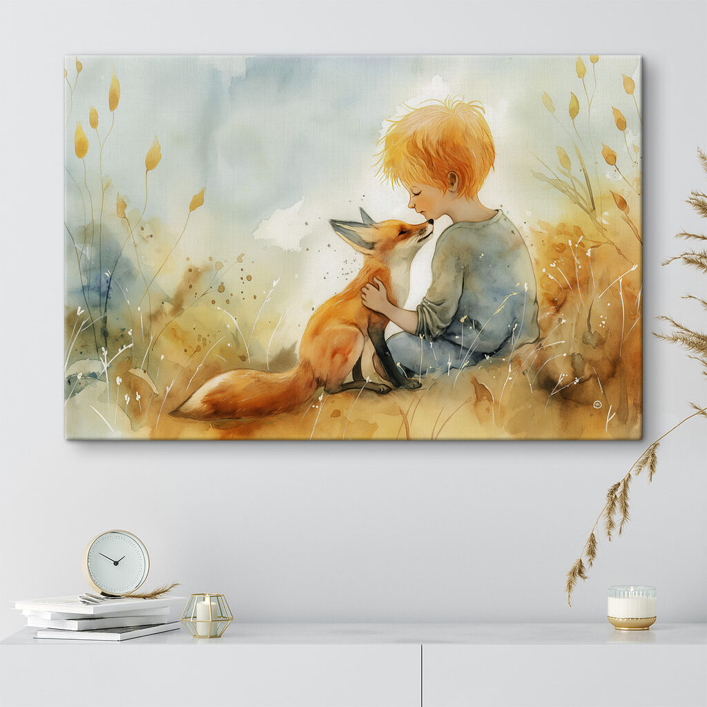 A child hugging a fox A child hugging a fox
