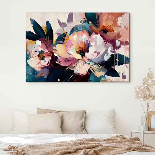 A painting of flowers and leaves A painting of flowers and leaves