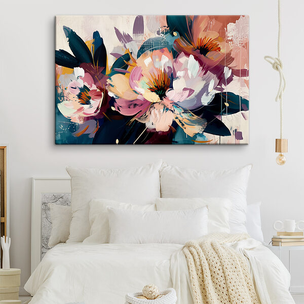 A painting of flowers and leaves A painting of flowers and leaves