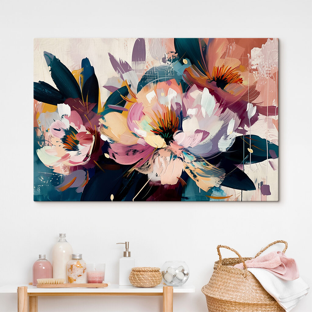 A painting of flowers and leaves A painting of flowers and leaves