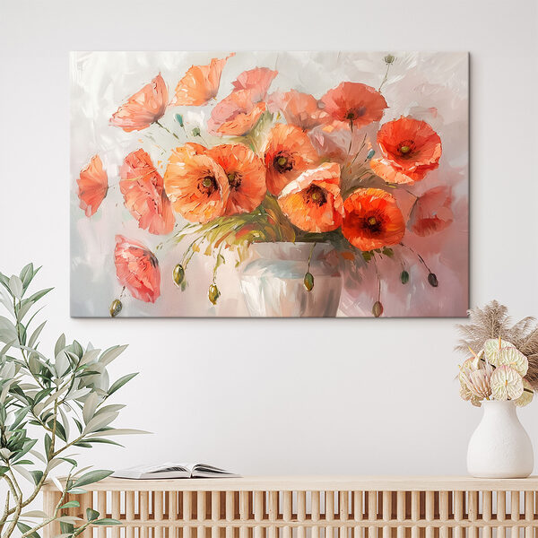 A painting of flowers in a vase