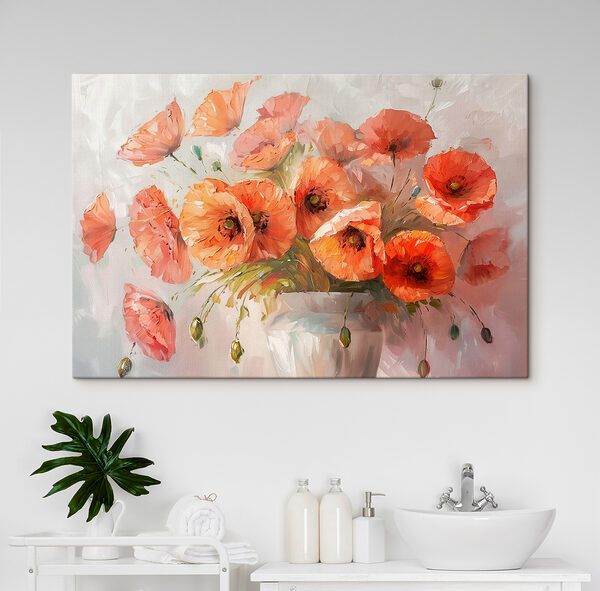 A painting of flowers in a vase