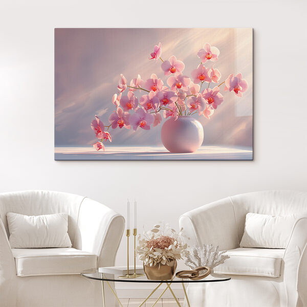 A vase with pink flowers A vase with pink flowers