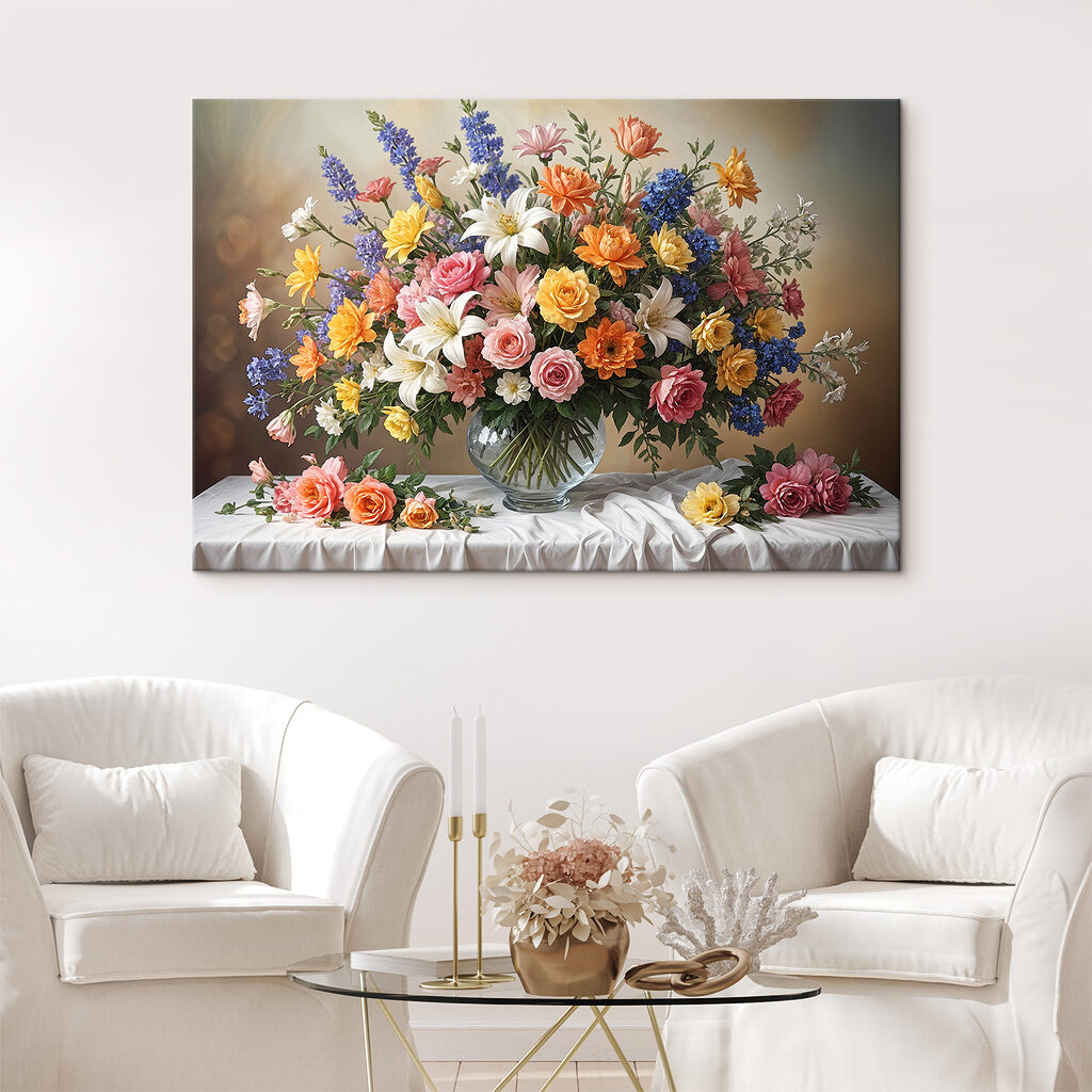 A vase of flowers on a table