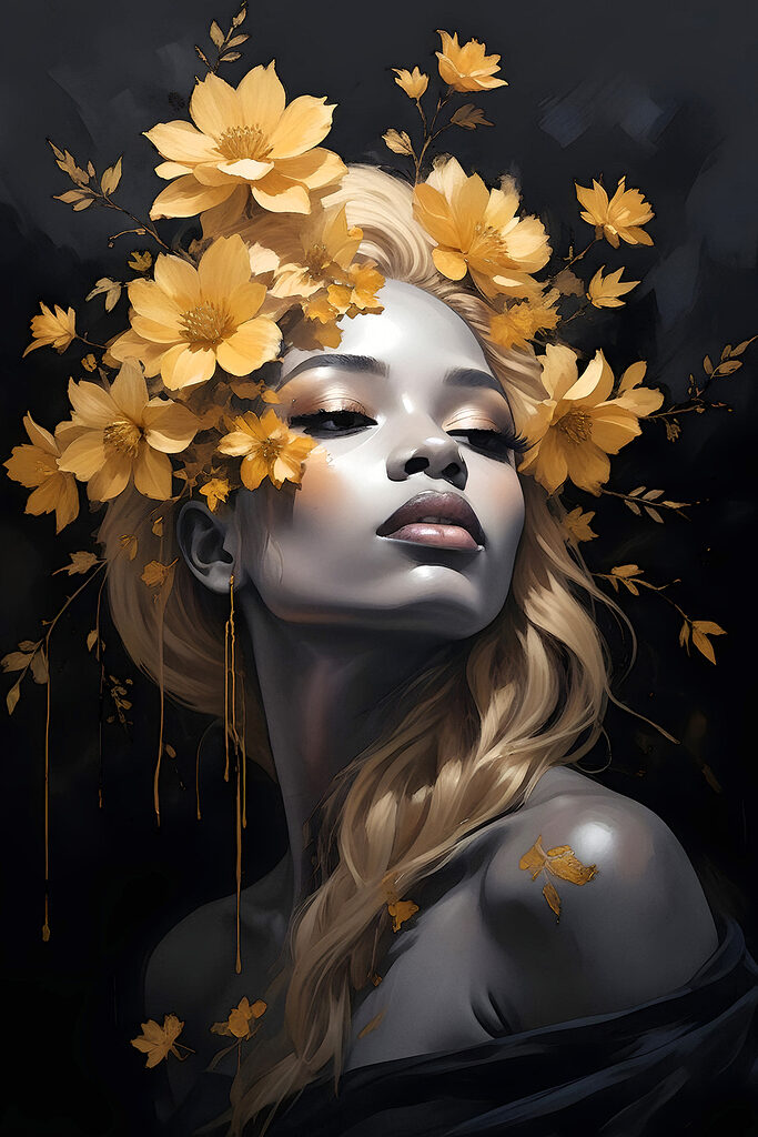 A woman with flowers in her hair A woman with flowers in her hair